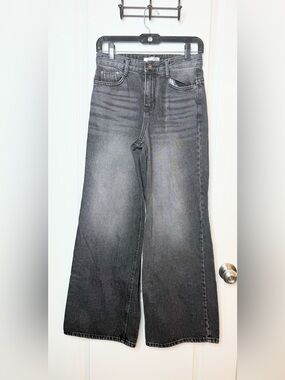 Lewkin Wide Leg Jeans Gray Wash High Rise Women’s S 28x30 Y2K Baggy Denim